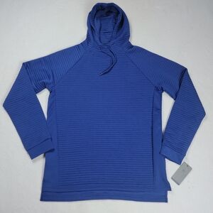 Apana Hoodie Men's Size Large Blue Depths Ribbed Polyester Yoga Gym Workout
